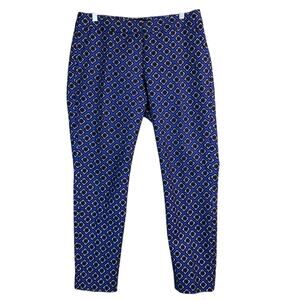 Express Womens Pants Blue Multicolor Geometric Columnist Mid Rise Stretch 6R